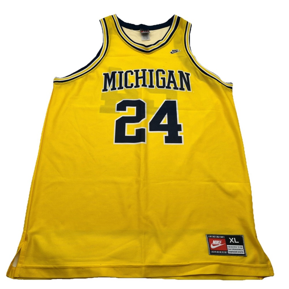 Vintage‎ Nike Michigan Wolverines #24 Basketball Jersey Yellow XL Men's NCAA
